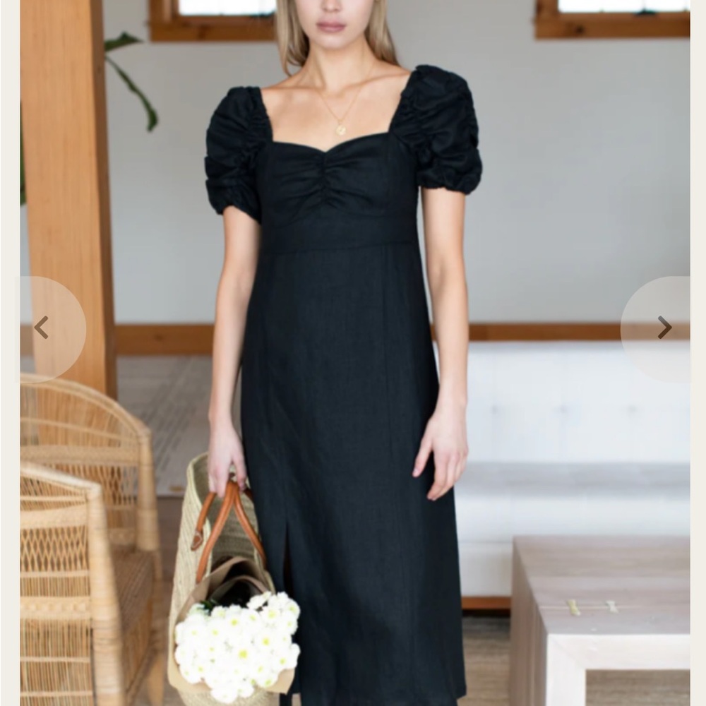 NWOT Emerson Fry Frank + Lou dress in black Linen. Size M